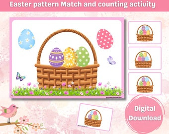 Easter pattern Matching and counting activity | spring activity printable | instant download