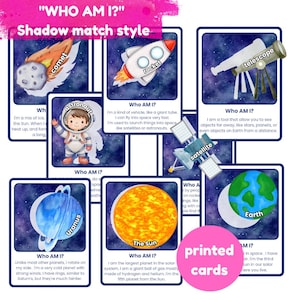 Espace « QUI SUIS-JE ? Cartes | cartes mémoire | montessori | cartes d'information | article physique, imprimé et plastifié