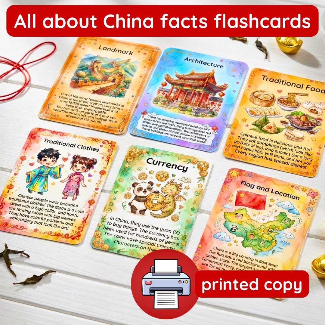 All About China Flashcards for Kids | China Culture Printable | Chinese ...
