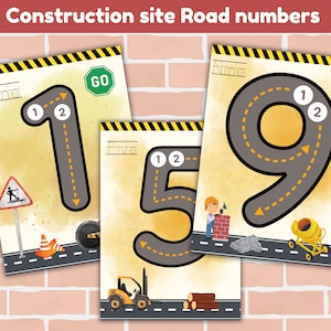 Baustelle Straßennummern Matten | Zahlenrückverfolgung, Zählen, Knetmatten | 11 Seiten | A4 Größe Passepartouts |