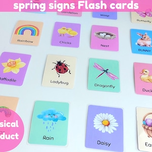 Cartes éclair pour les signes du printemps | cartes flash printanières | Flashcards printaniers imprimés et plastifiés