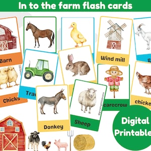Karteikarten mit Bauernhof Tiere | in die Bauernhof Karteikarten | montessori Bildkarten | digitale Ausdrucke