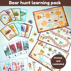 Bärenjagd Lernpaket | literarisches Stück | Rollenspiel | Karteikarten | Landkarte | Brettspiel | körperliche | gedruckt und laminiert
