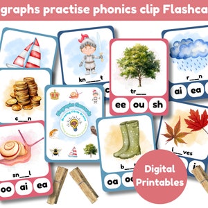 Digraphs oefentonen: flashcards | een set van 18 kaarten plus omslag | Digraphs | klanken | thuisschool| montessori | digitale printables