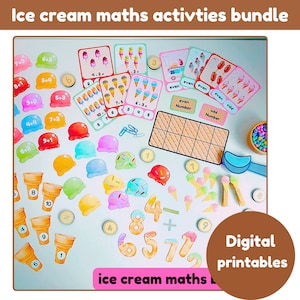 Ice cream maths bundle | 4 different activities | counting | number bonds| ten frame and counter | digital printables