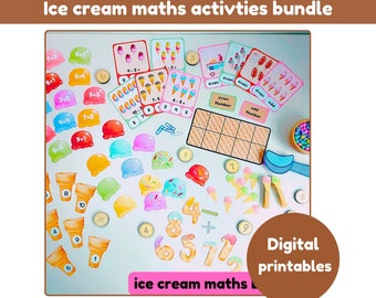 Ice cream maths bundle | 4 different activities | counting | number bonds| ten frame and counter | digital printables