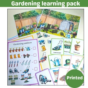 Pack d'apprentissage du jardinage |  cartes mémoire | fiches d'activités | match d'ombre | imprimé et plastifié