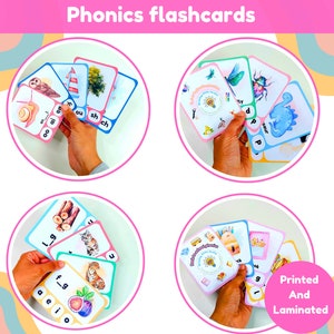 Flashcards fonéticos | escolha entre 4 conjuntos diferentes de flashcards fonéticos | cada conjunto tem entre 16 a 18 cartas | impresso e laminado
