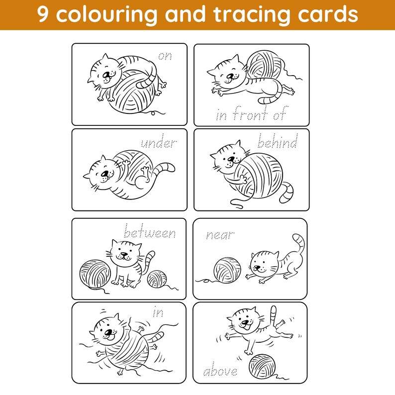 Prepositions Flashcards | 9 Flashcards Plus Cover | 9 Colouring Cards ...