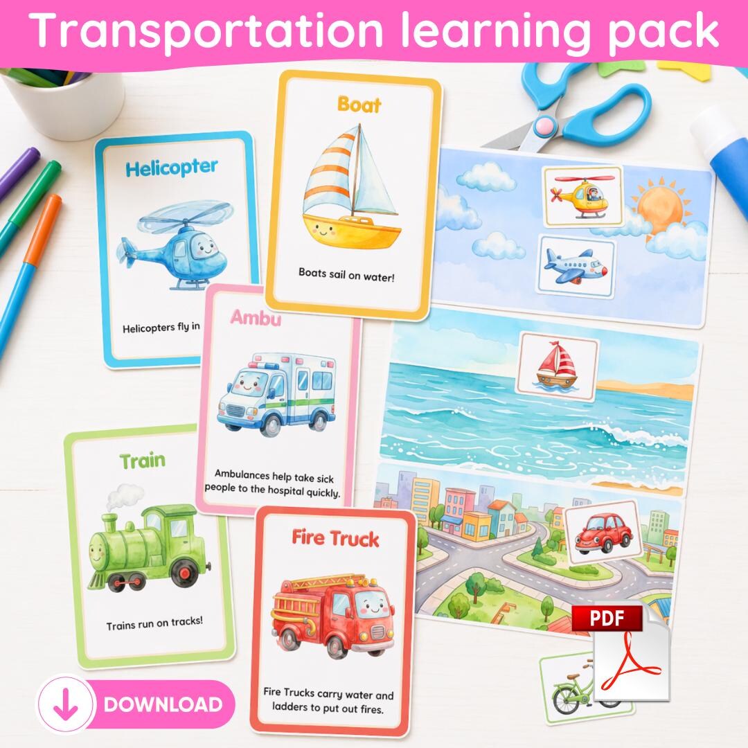 Transportation Learning Pack Printable | Vehicle Flashcards & Sorting ...