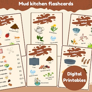 Matschküche Lernkarten | Matschküche Rezepte | 9 Lernkarten | Digitale Ausdrucke