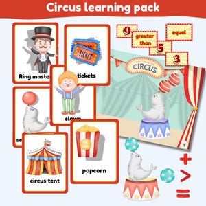 Circus learning pack | 12 shadow match cards | fun circus themed maths activity| montessori | | instant download | digital file