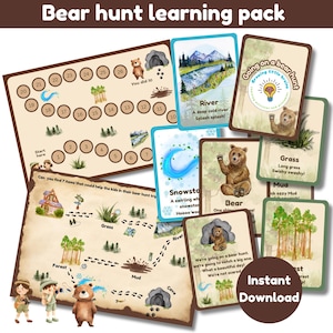 Bärenjagd Lernpaket | literarisches Stück | Rollenspiel | Bärenjagd Karteikarten | Geschichtenerzählende Karte und Brettspiel | sofort download