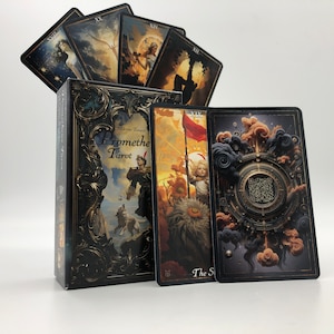 Prometheus Tarot, 78 carte di divinazione uniche e opuscolo • Accesso al simbolismo con codici QR • Guida in 9 lingue sul sito Web di accompagnamento