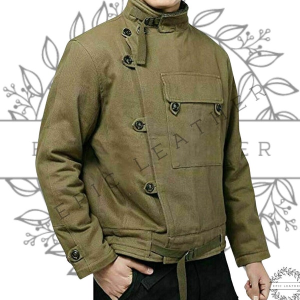 Men's Vintage Swedish Motorcycle Jacket | Men's Winter Army Tank Coat Cotton Jacket