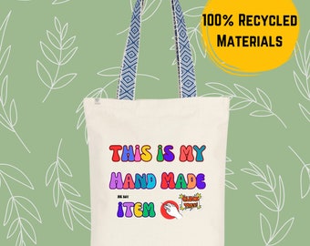 Tote bag, Sac tissu, Sac fourre-tout, Cabas en tissu, Sac shopping, Sac Coton Recyclé, Recycled Materials, My Hand Made Me Buy, Gift, Cadeau