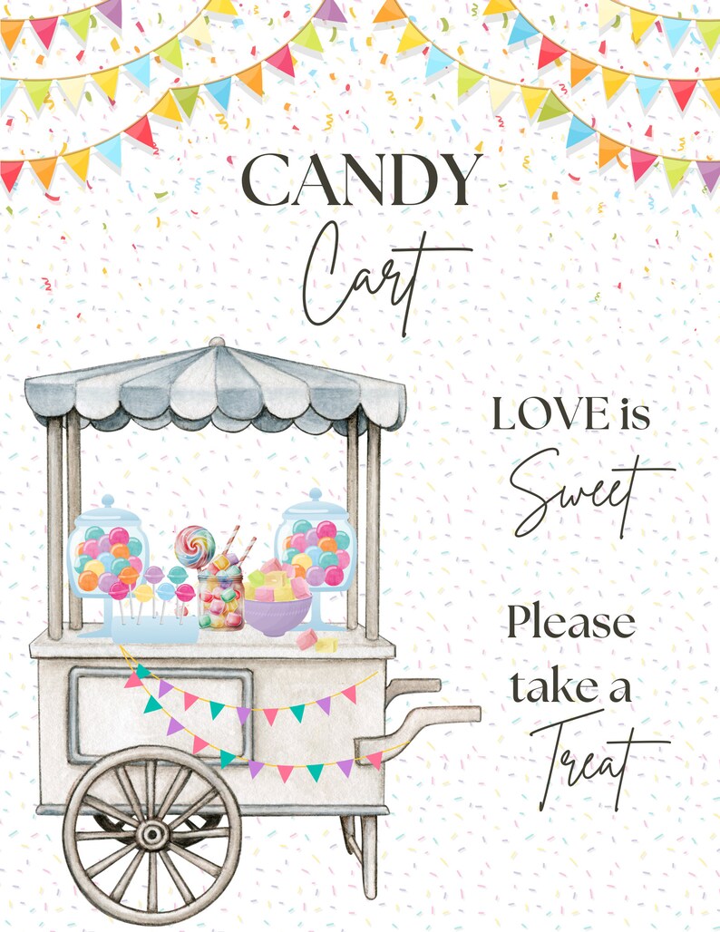 Candy Bar Cart Sign | Sweets and Treats Poster | Dessert Table Birthday ...