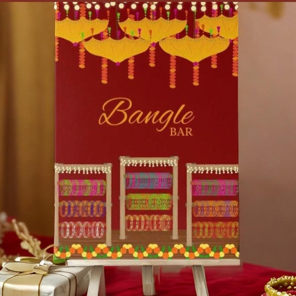 Bangle Bar Sign | Churi Cart Sign | Favor Cart | Chudiyan | Indian Bengali Wedding Sign | Mehendi Gaye Holud Haldi Henna Sign |