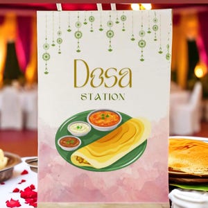 土佐駅の停留所看板 |インドクレープポスター |インド料理 ベンガル料理 結婚式 デジ イベント フード |メヘンディ ホルド ハルディ ヘナ カスタマイズ可能