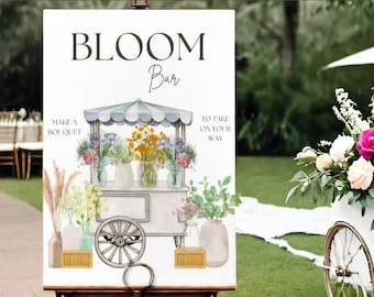 DIY Flower Bouquet Cart Sign | Bloom Bar Poster | Floral Arrangement Wedding Favor | Birthday Anniversary Shower Customize Instant Download