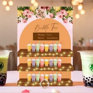 Bubble Tea Menueschild | Boba Bar Schild | Drink-Station-Zeichen | Geburtstag Getränke |Mehendi Haldi Holud Events | Personalisierbar