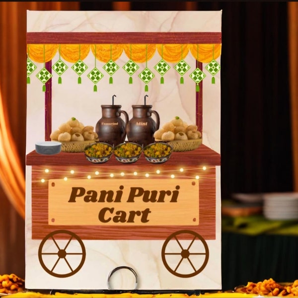 Pani Puri Cart Sign | Gol Gappe Fuchka Poster | Indian Bengali Wedding Desi Event Food | Mehendi Gaye Holud Haldi Henna | Customizable