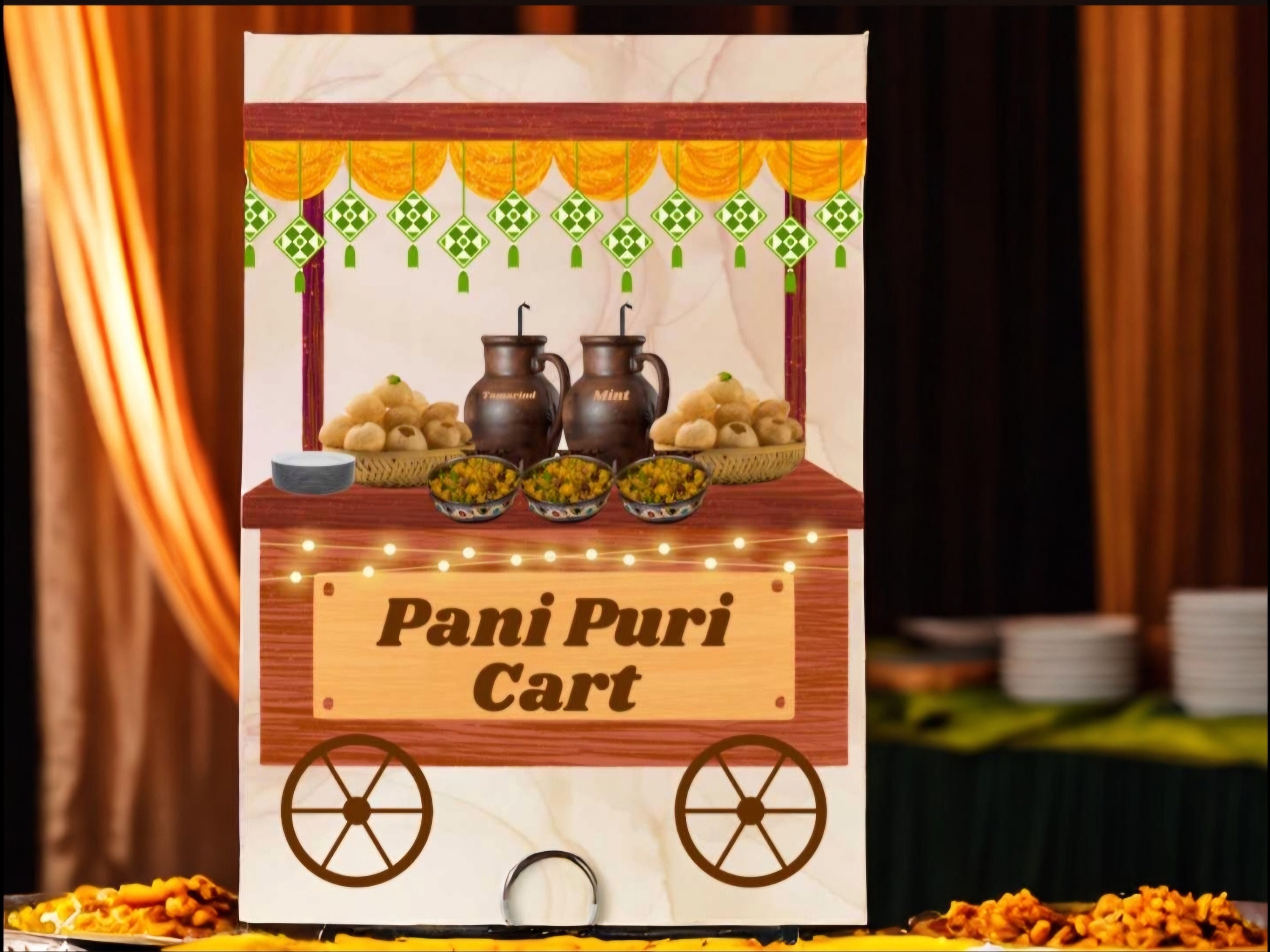 Pani Puri Cart Station Sign | Gol Gappe Fuchka Poster | Indian Bengali Wedding Desi Event Food | Mehendi Holud Haldi Henna | Customizable