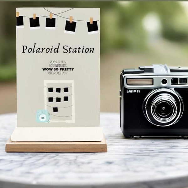 Polaroid Station Sign | DIY Photobooth Sign | Party Favors | Selfie Station Sign | Guestbook Item | Customizable Downloadable Template