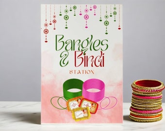 Bangles and Bindi Bar Cart Stall Sign | Churi and Teep Favor Poster | Indian Bengali Wedding Sign | Mehendi Holud Haldi Henna Sign Download