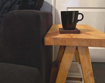 Rustic Solid Wooden Side Table – Handmade Modern Farmhouse Rustic Accent Table