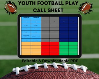 Ultimate Youth Football Play Call Sheet | Editable & Printable Coaching Tool | Custom Playbook, Practice Planner for Kids | Instant Download