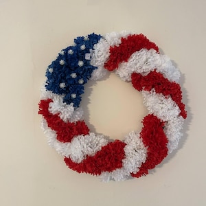 Couronne patriotique | Couronne rouge, blanc et bleu | Décoration du Memorial Day du 4 juillet | Couronne de drapeau américain