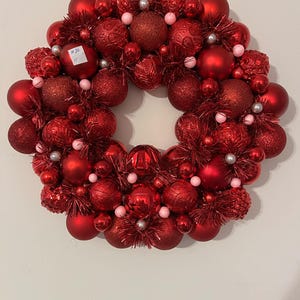 Bold 17&quot; All-Red Christmas Ornament Wreath - Vibrant Holiday Decor