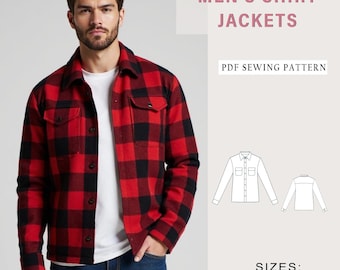 Herren Hemd-Jacke Schnittmuster: Größen XS-5XL (PDF-Schnittmuster)