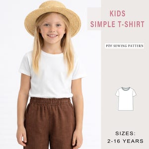 Girls T-Shirt Sewing Pattern PDF, Short Sleeve T-Shirt for Kids , Beginner Kids T-Shirt Pattern, Easy Digital Sewing Pattern 2-16 Years