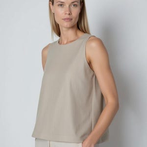 Padrão de costura para regata de linho, padrão de costura feminina, padrão de blusa, regata curta de linho, padrão de costura fácil, tamanhos; EUA 2 a 30