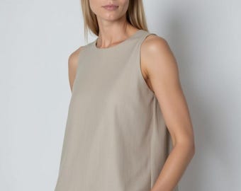 Linen Tank Top Sewing Pattern: Women's Crop Blouse (Sizes US 2-30) (PDF Pattern)