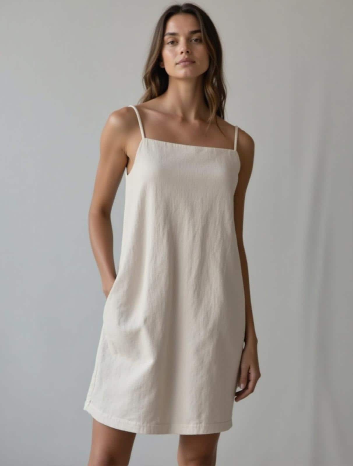 linen blend dress with sleeves Long Sleeve Linen Dress for daily effortless style