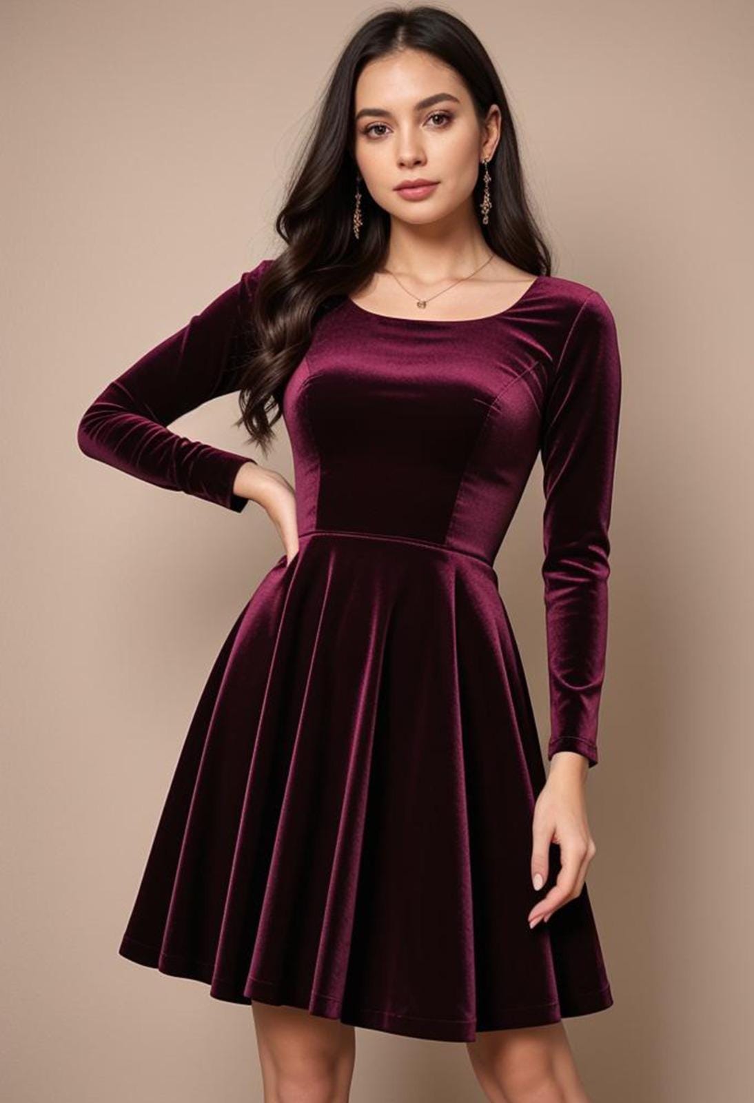 Set Dress Mother Daughter, Velvet Long Sleeve Dress Sewing