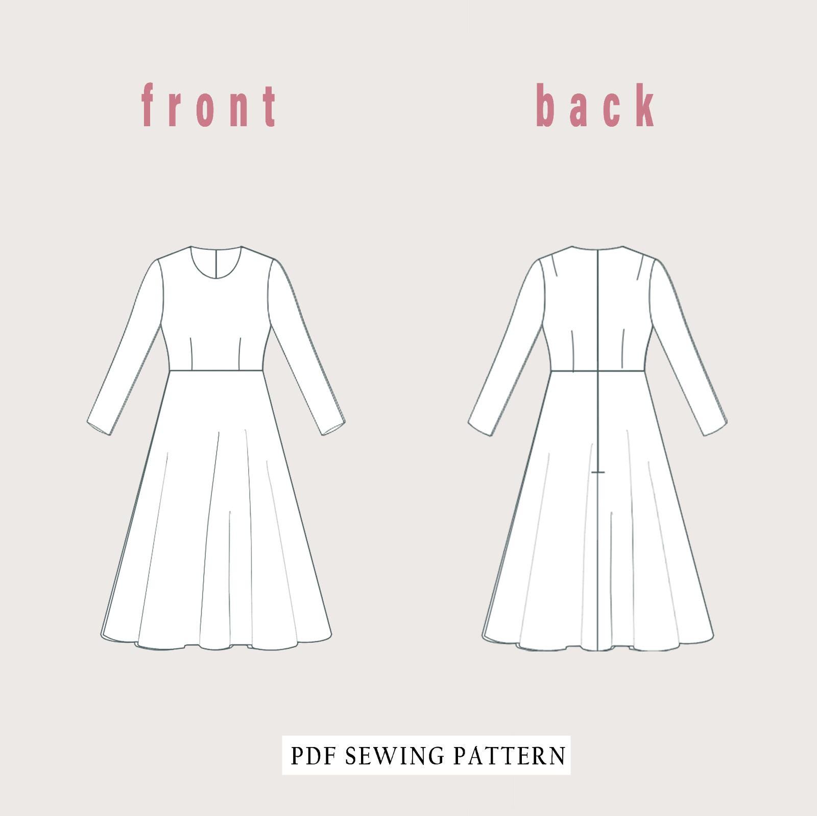 Long Sleeve Midi Dress Sewing Pattern (PDF) US XS-4XL - Etsy Long Sleeve Midi Dress Sewing Pattern (PDF) US XS-4XL - Etsy