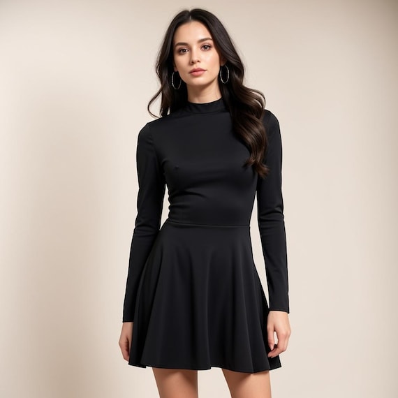 Simple Form-Fitting Black Mini Dress Simple Form-Fitting Black Mini Dress