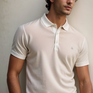 Peut inclure: Un polo blanc à manches courtes avec un petit logo sur la poitrine. Le polo est fait d'un tissu léger et a un col classique.