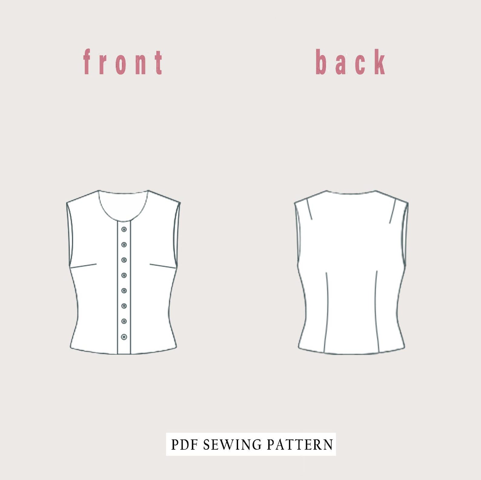 Sleeveless Linen Top Sewing Pattern: Basic A-line Design (XS-4XL ...