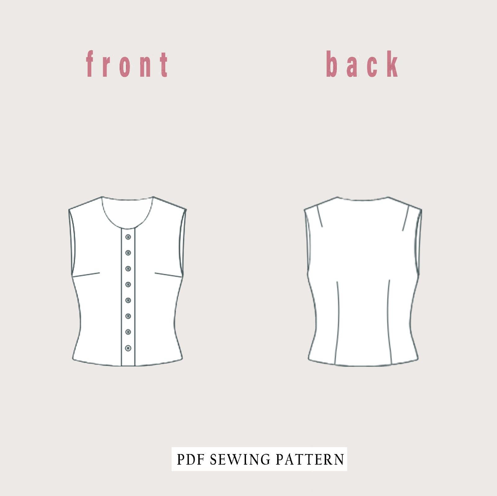 Sleeveless Linen Top Sewing Pattern: Basic A-line Design (XS-4XL ...