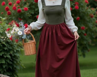 Cottagecore Maxi Dress Pattern: Square Neck Pinafore (US 2-30) (Digital Download)