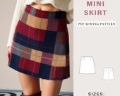 Mini Skirt Sewing Pattern, High Waist Mini Skirt Pattern, A Line Mini Skirt, Plus size Skirt Pattern, Sizes ; US 2-30,Beginner sewing XS-4XL