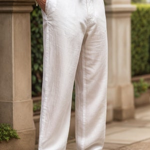 Heren linnen elastische taille broek naaipatroon, herenbroekpatroon, heren zomerbroek, broek broek PDF naaien, herenmaat: 35 tot 68