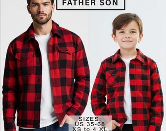Set Jacken Vater Sohn Schnittmuster, Herrenhemdjacke, Kinderjacke, Hemdjacke Schnittmuster für Männer und Kinder, Hemdjacke Schnittmuster