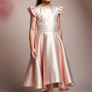 Padrão de vestido midi com manga flare infantil, padrão de costura de vestido para meninas, padrão de costura de vestido infantil em PDF, A0 A4 US Letter - tamanho para meninas de 2 a 16 anos