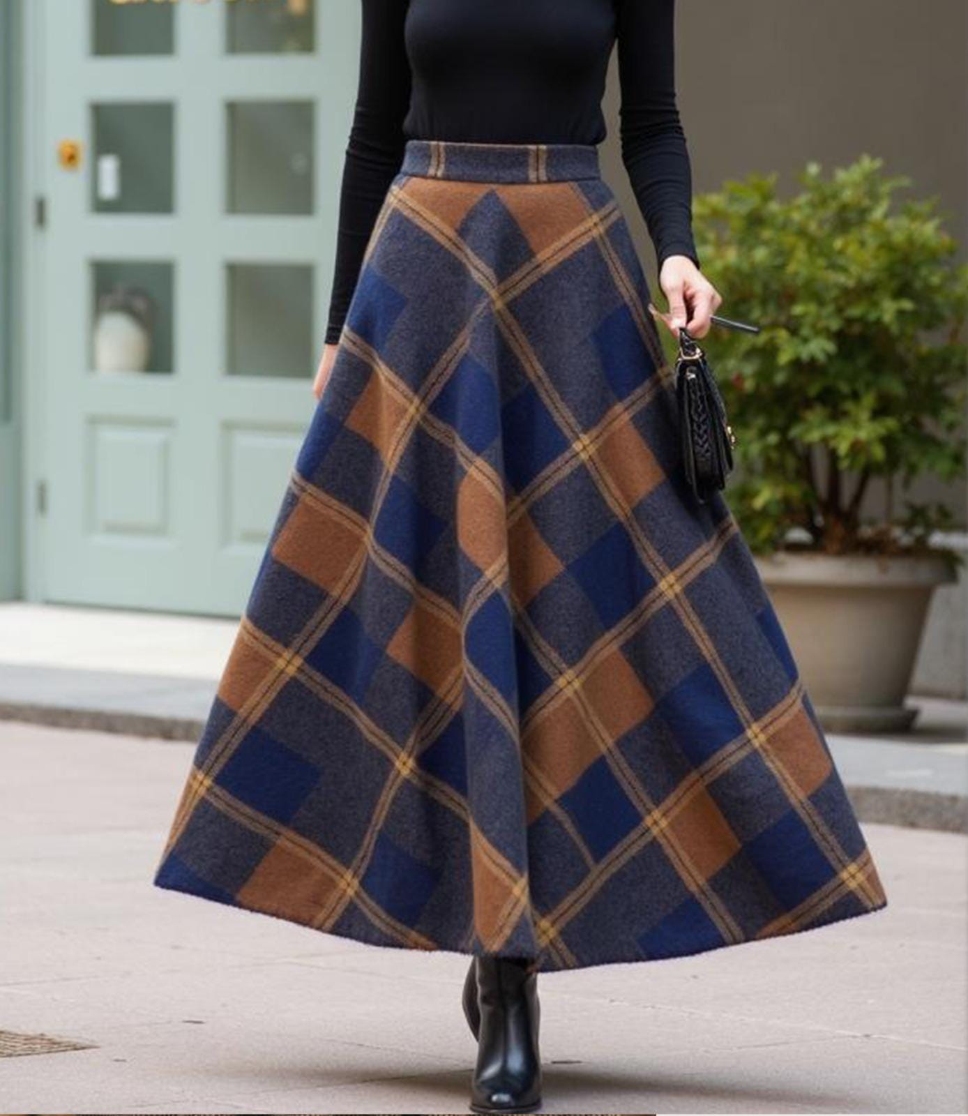 FACADE PATTERN ♥ Summer Wool Pleated Long Skirt Summer Wool Pleated Long Skirt_charcoal - FACADE PATTERN